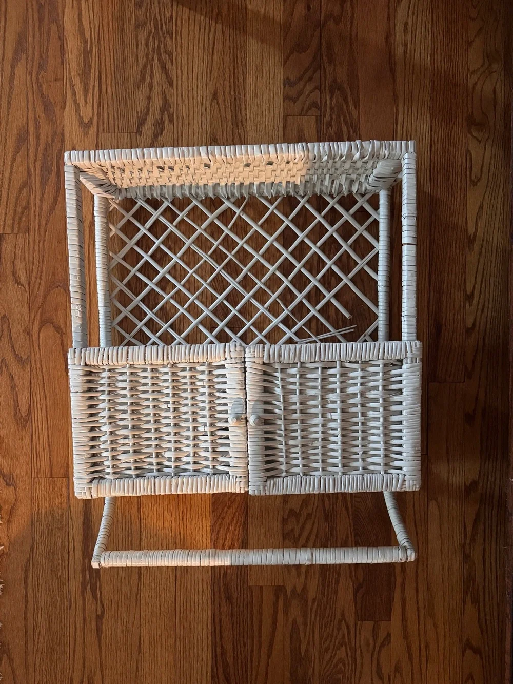 White Wicker Bathroom Storage Cabinet - Brand Unspecified